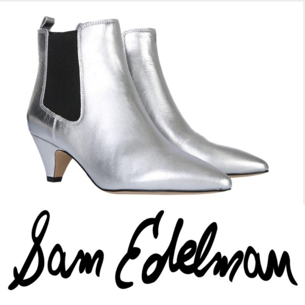 Sam Edelman KATT Metallic Leather Anckle Boots